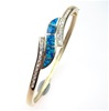 Silver Bangle (Gold Plated) with Inlay Created Opal & White CZ