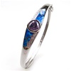 Silver Bangle with Inlay Opal, White & Tanzanite CZ