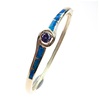 Silver Bangle (Gold Plated) with Inlay Created Opal & Tanzanite CZ