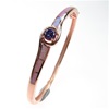 Silver Bangle (Rose Gold Plated) with Inlay Created Opal & Tanzanite CZ