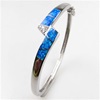 Silver Bangle with Inlay Opal & White CZ
