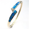 Silver Bangle (Gold Plated) with Inlay Created Opal & White CZ