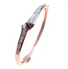 Silver Bangle (Rose Gold Plated) with Inlay Created Opal, White & Tanzanite CZ