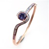 Silver Bangle (Rose Gold Plated) with Inlay Created Opal & Tanzanite CZ