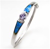 Silver Bangle with Inlay Opal, White & Tanzanite CZ