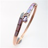 Silver Bangle (Rose Gold Plated) with Inlay Created Opal, White & Tanzanite CZ