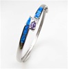 Silver Bangle with Inlay Opal, White & Tanzanite CZ