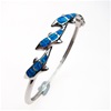 Silver Bangle with Inlay Created Opal (Dolphins)
