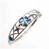 Silver Bangle with Inlay Created Opal