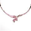 Rose Gold Plated Silver Necklace with Inlay Created Opal, White & Pink CZ