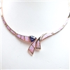 Rose Gold Plated Silver Necklace with Inlay Created Opal, White & Tanzanite CZ