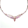 Rose Gold Plated Silver Necklace with Inlay Created Opal, White & Pink CZ