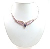 Silver Necklace (Rose Gold Plated) with Inlay Created Opal, White & Tanzanite CZ