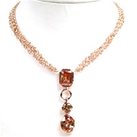 Silver Necklace (Rose Gold Plated) w/ Dark Champagne CZ