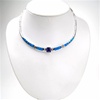 Silver Necklace (Rhodium Plated) w/ Inlay Created Opal, White & Tanzanite CZ