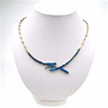 Silver Necklace (Gold Plated) with Inlay Created Opal