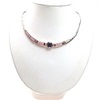 Silver Necklace (Rose Gold Plated) with Inlay Created Opal, White & Tanzanite CZ