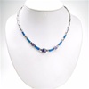 Silver Necklace (Rhodium Plated) w/ Inlay Created Opal, White & Tanzanite CZ