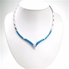 Silver Necklace with Inlay Created Opal