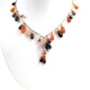 Silver Necklace (Rose Gold Plated) w/ White CZ, Amber, Agate & Carnelian (Tear Drop Cut)