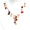 Silver Necklace (Rose Gold Plated) w/ White CZ, Amber, Agate & Carnelian (Cone Cut)