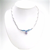 Silver Necklace (Rhodium Plated) w/ Inlay Created Opal