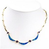 Silver Necklace (Gold Plated) W/ Inlay Created Opal, Tanzanite & White CZ