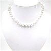White Mother Of Pearl Necklace w/ White CZ Silver Rhodium Plated Clasp