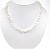 White Mother Of Pearl Necklace w/ White CZ Silver Rhodium Plated Clasp