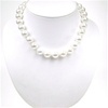 White Mother Of Pearl Necklace w/ White CZ Silver Rhodium Plated Clasp