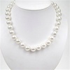 White Mother Of Pearl Necklace w/ White CZ Silver Rhodium Plated Clasp