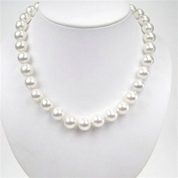 White Mother Of Pearl Necklace w/ White CZ Silver Rhodium Plated Clasp