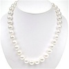 White Mother Of Pearl Necklace w/ White CZ Silver Rhodium Plated Clasp