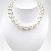 White Mother Of Pearl Necklace w/ White CZ Silver Rhodium Plated Clasp