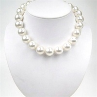 White Mother Of Pearl Necklace w/ White CZ Silver Rhodium Plated Clasp