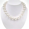 White Mother Of Pearl Necklace w/ White CZ Silver Rhodium Plated Clasp