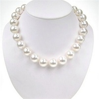 White Mother Of Pearl Necklace w/ White CZ Silver Rhodium Plated Clasp