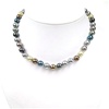 Multi-Color Mother Of Pearl Necklace w/ White CZ Silver Rhodium Plated Clasp