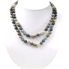 Multi-Color Mother Of Pearl Necklace w/ White CZ Silver Rhodium Plated Clasp