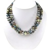 Multi-Color Mother Of Pearl Necklace w/ White CZ Silver Rhodium Plated Clasp