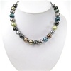 Multi-Color Mother Of Pearl Necklace w/ White CZ Silver Rhodium Plated Clasp