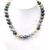 Multi-Color Mother Of Pearl Necklace w/ White CZ Silver Rhodium Plated Clasp