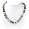 Multi-Color Mother Of Pearl Necklace w/ White CZ Silver Rhodium Plated Clasp