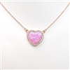 Rose Gold Plated Pendant Necklace with Inlay Created Opal & White CZ