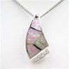 Silver Pendant w/ Inlay Created Opal & White CZ