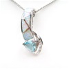 Silver Pendant w/ Created Opal Wht CZ & Blue Topaz