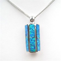 Silver Pendant w/ Inlay Created Opal