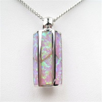 Silver Pendant w/ Inlay Created Opal