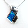 Silver Pendant w/ Inlay Created Opal