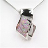 Silver Pendant w/ Inlay Created Opal